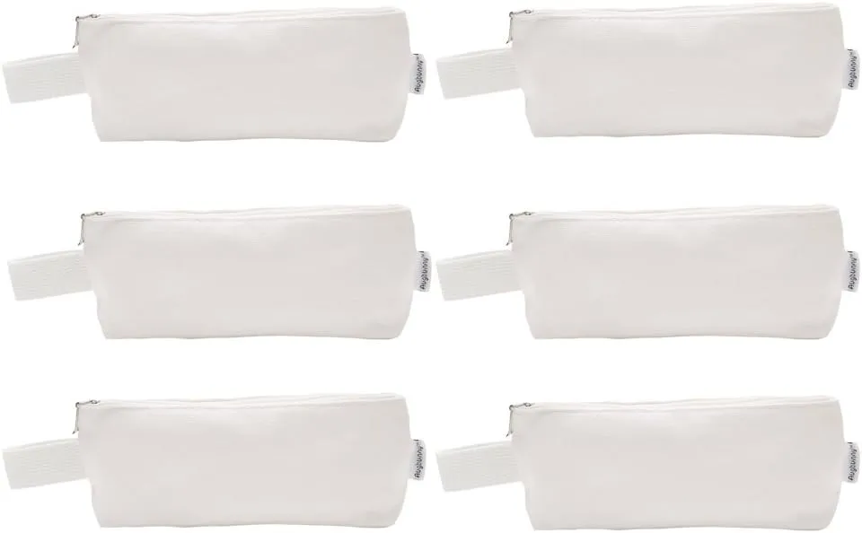 Multi-purpose 100% Cotton 12oz Canvas Zippered Cosmetic Makeup Pouch 6-pack