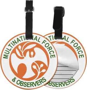 Multinational Force and Observers Round Leather Luggage Tags for Travel Bags Backpacks Handbags,3.7in