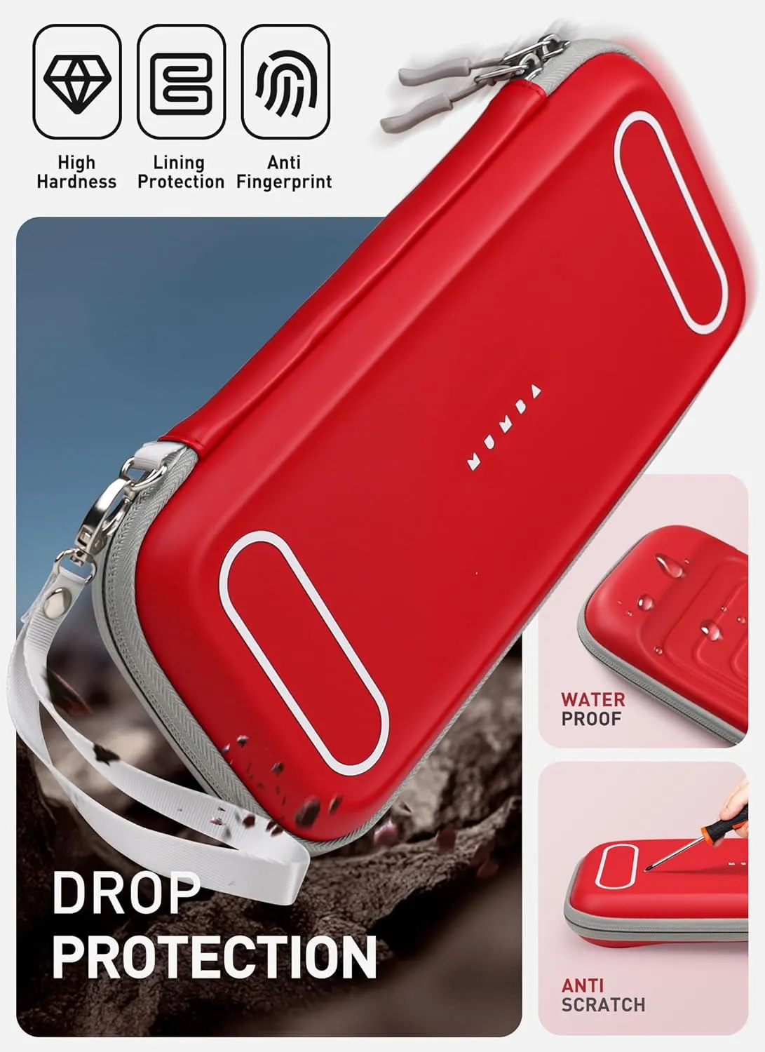 Mumba Carrying Case for Nintendo Switch 2 2025, [Mini Version] Travel Case with 12 Game Cartridge slot Portable Bag Protective Carry handbag Pouch Shell Accessories [Portable & Lightweight] (Red)
