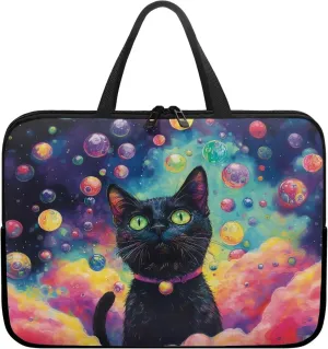Mumeson Black Cat Laptop Sleeve Bag with Pocket Water Resistant Portable Traveling Carrying Laptop Bag Handbag Shockproof Laptop Case Briefcase