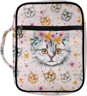 Mumeson Cats Bible Bag Bible Studying Bag for Women Lightweight Bible Studying Supplies Holder Church Tote Bag with Dustproof Cover Anti Dust Bible Study Accessory Pouch