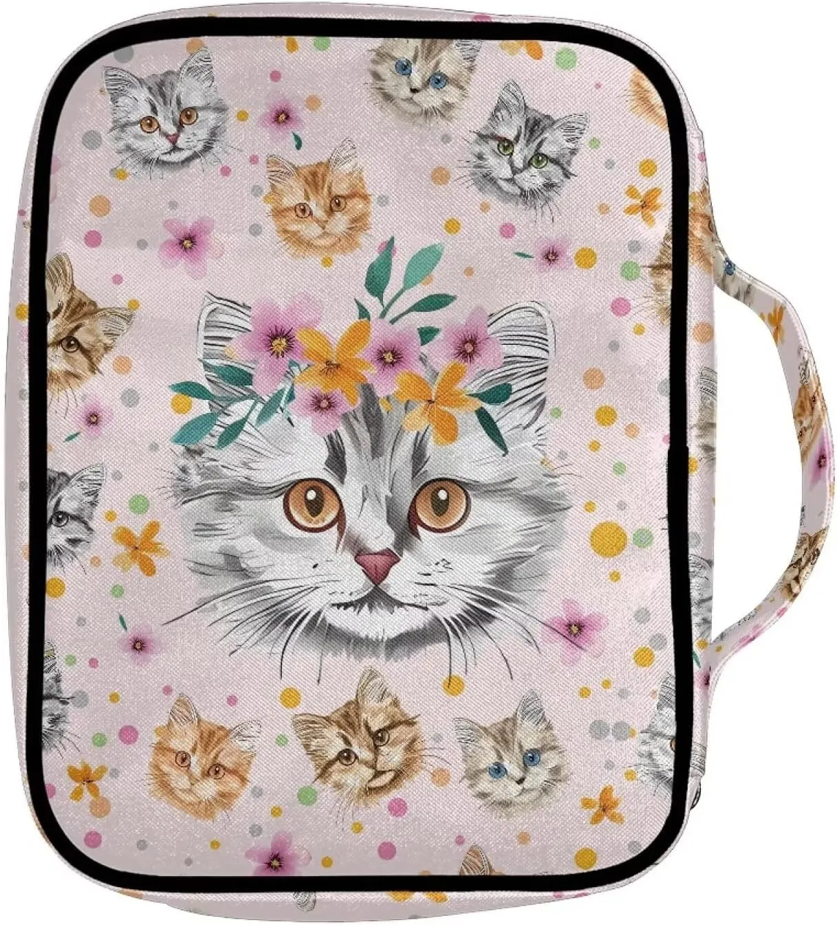 Mumeson Cats Bible Bag Bible Studying Bag for Women Lightweight Bible Studying Supplies Holder Church Tote Bag with Dustproof Cover Anti Dust Bible Study Accessory Pouch
