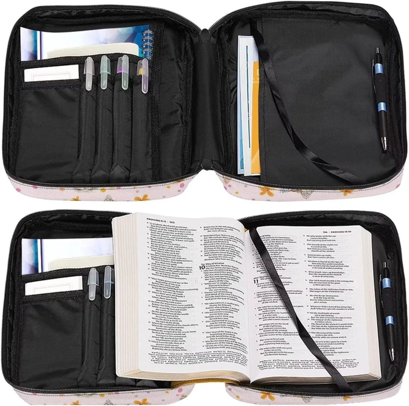 Mumeson Cats Bible Bag Bible Studying Bag for Women Lightweight Bible Studying Supplies Holder Church Tote Bag with Dustproof Cover Anti Dust Bible Study Accessory Pouch