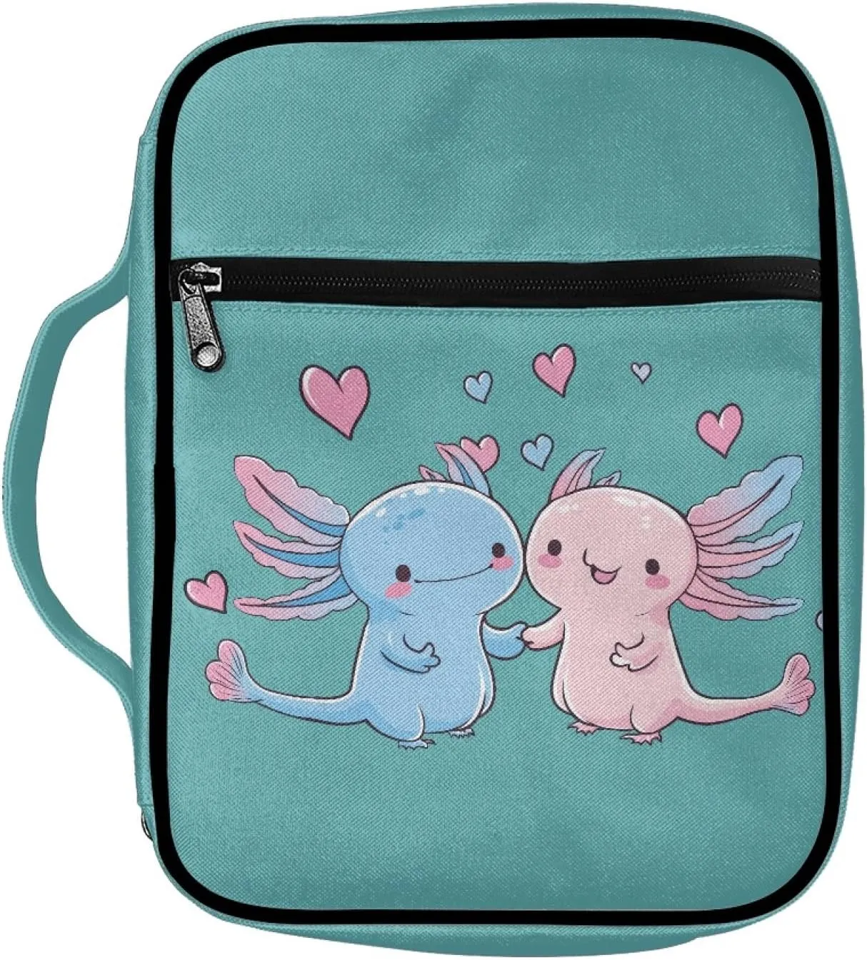 Mumeson Cute Cartoon Axolotl Bible Bag Bible Covers for for Standard Size Bible Zipper Bible Carrying Case Tote Bag for Womens Kids Portable Book Case Church Bag Blue