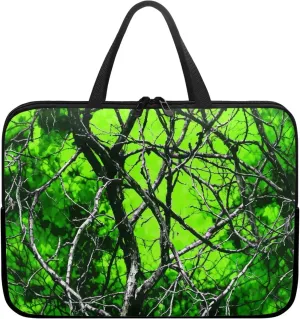 Mumeson Green Tree Branch Laptop Sleeve for Women Computer Bag Portable Carrying Case Laptop Cover Zipper Handbag Shockproof Laptop Bag Protective