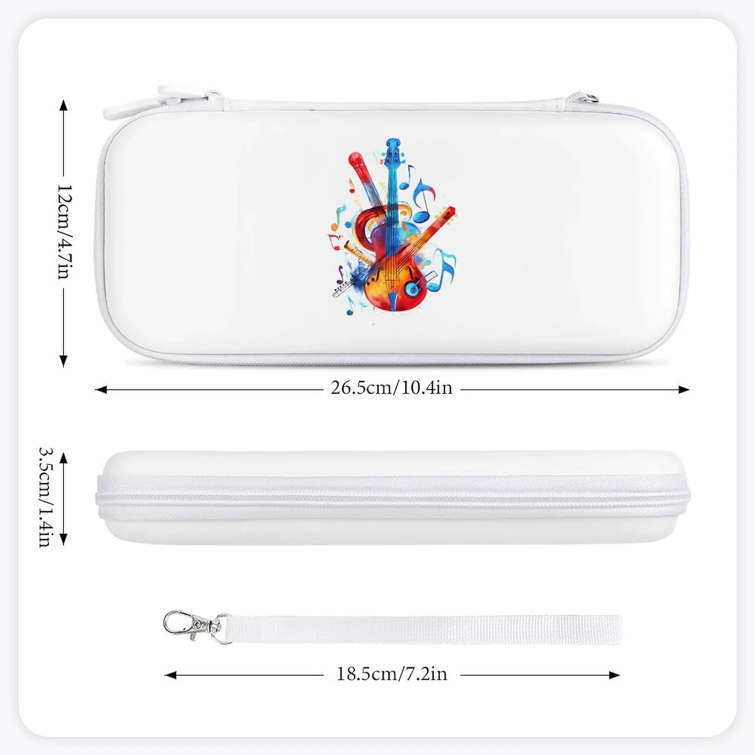 Musical Notes Violin Instruments Compatible with Switch Carrying Case Hard Travel Game Bag Pouch with 15 Games Accessories