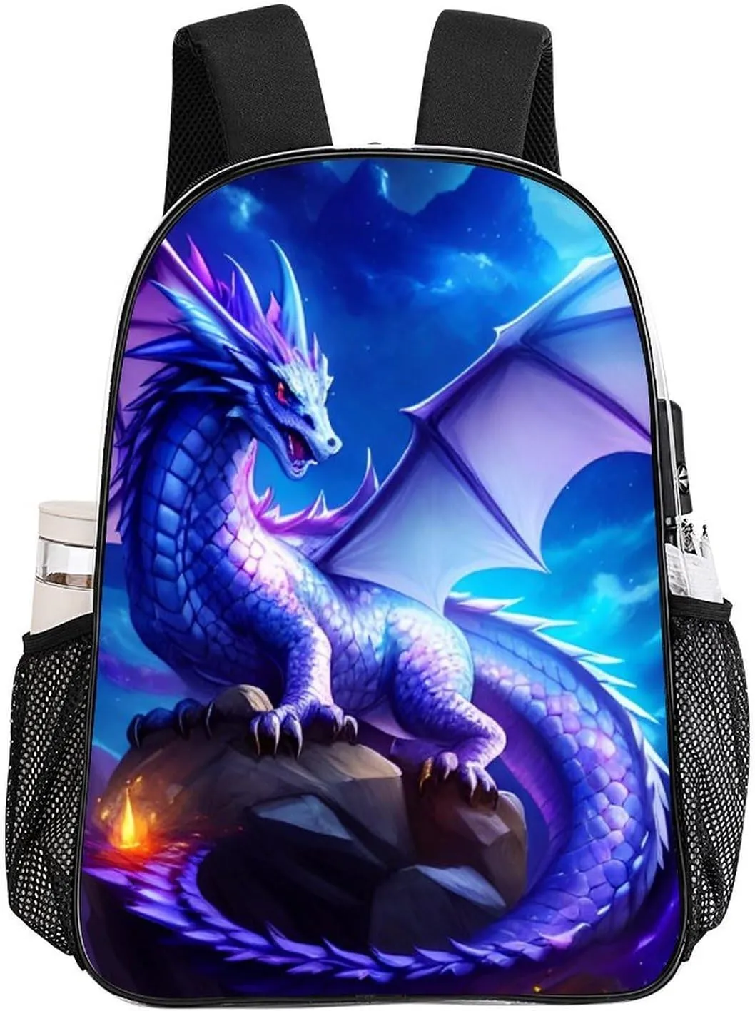 Mystery Dragon Magical Art Daypack Backpack Transparent Anti-Theft Multipurpose Bookbag Big Capacity Travel Hiking & Camping Rucksack With Smooth Zippers