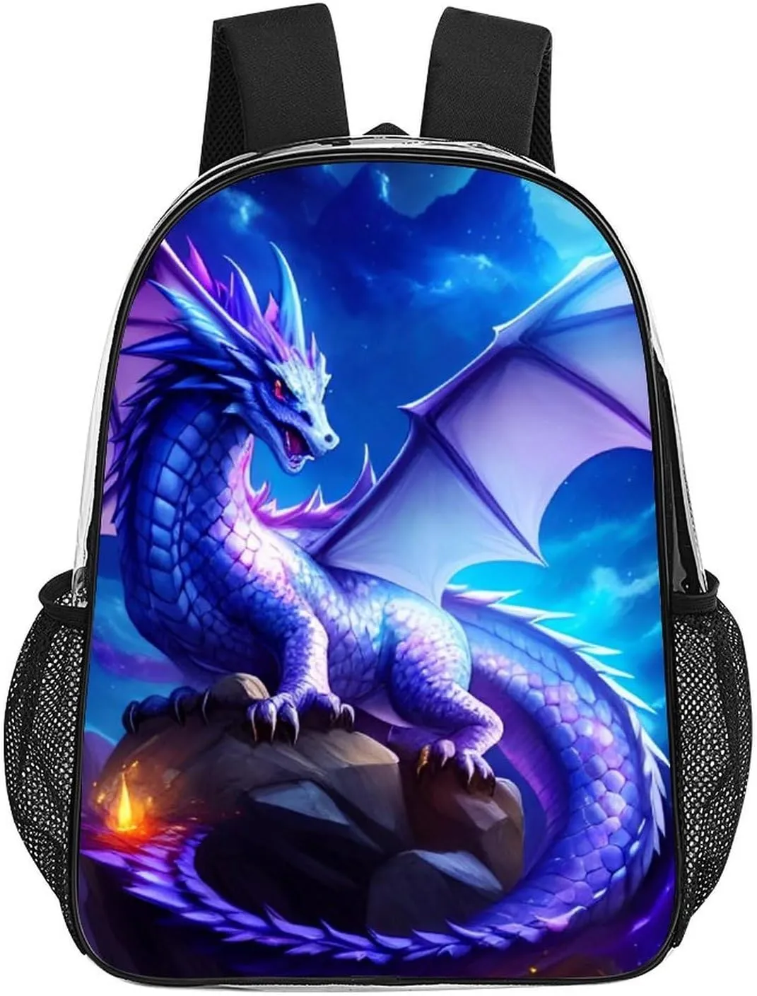 Mystery Dragon Magical Art Daypack Backpack Transparent Anti-Theft Multipurpose Bookbag Big Capacity Travel Hiking & Camping Rucksack With Smooth Zippers