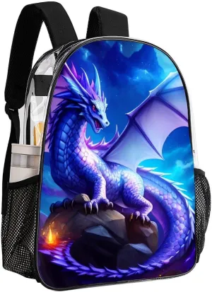 Mystery Dragon Magical Art Daypack Backpack Transparent Anti-Theft Multipurpose Bookbag Big Capacity Travel Hiking & Camping Rucksack With Smooth Zippers