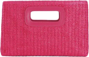 Natural Straw Flat Clutch Women 2025 Boho Purse Top Handle Crossbody Handbag Stylish Woven Envelope Wallet Evening