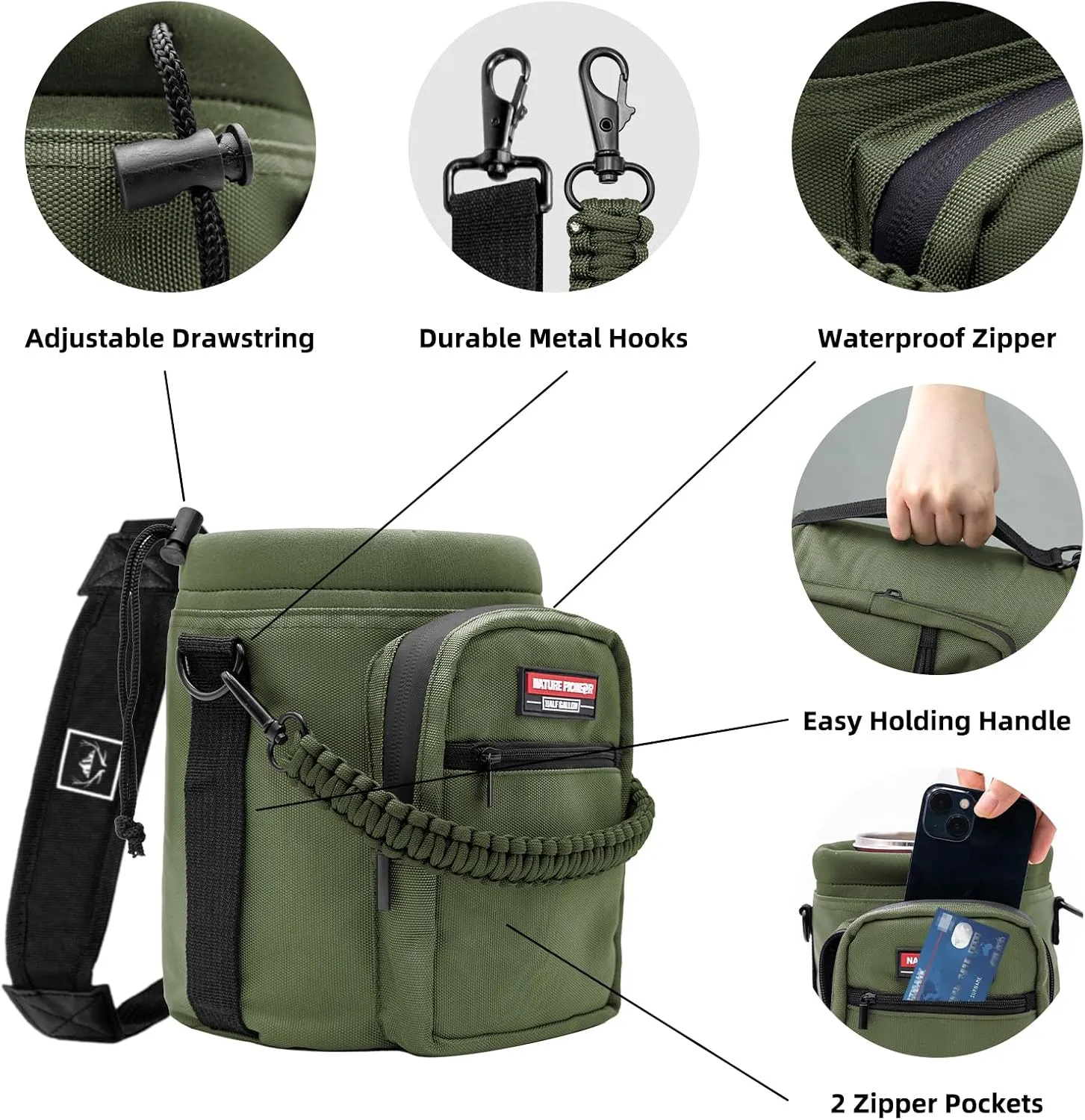 NATURE PIONEOR Insulated Water Bottle Holder with Shoulder Strap for Half/One Gallon 64oz/128OZ Sports Water Jugs Bottles, Carrier/Pouch Sleeve for Outdoor Camping, Hiking,Gym
