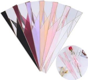 NatureMan120 Counts /6 Colors Single Rose Packaging Bag Flower Bouquet Sleeve Bag,Florist Bouquet Supplies,Waterproof Floral Wrapping Paper for Mother Day Valentine's Day 17.7 * 5 * 1.6inch