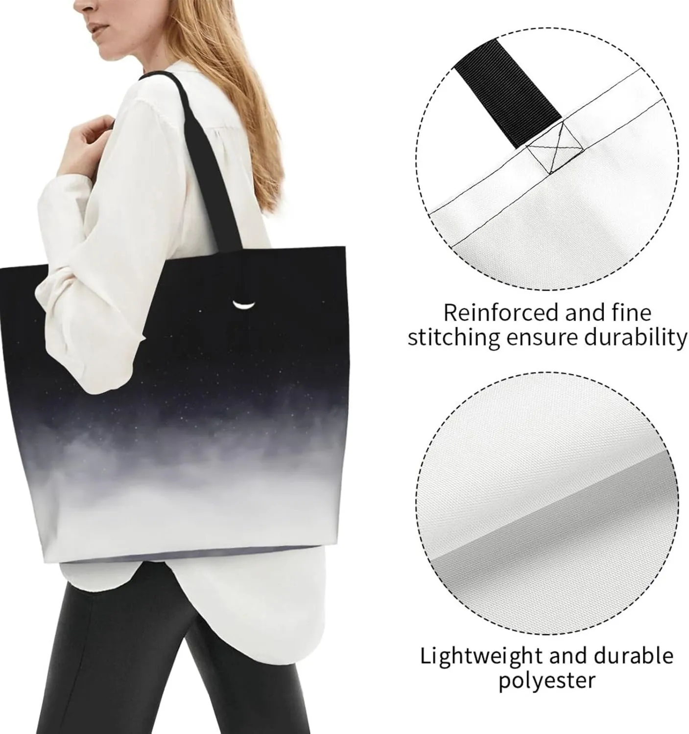 Navy Blue White Stripes horizontal Women's Tote Bag Large Capacity Single Shoulder Bags Handbag for Shopping Work