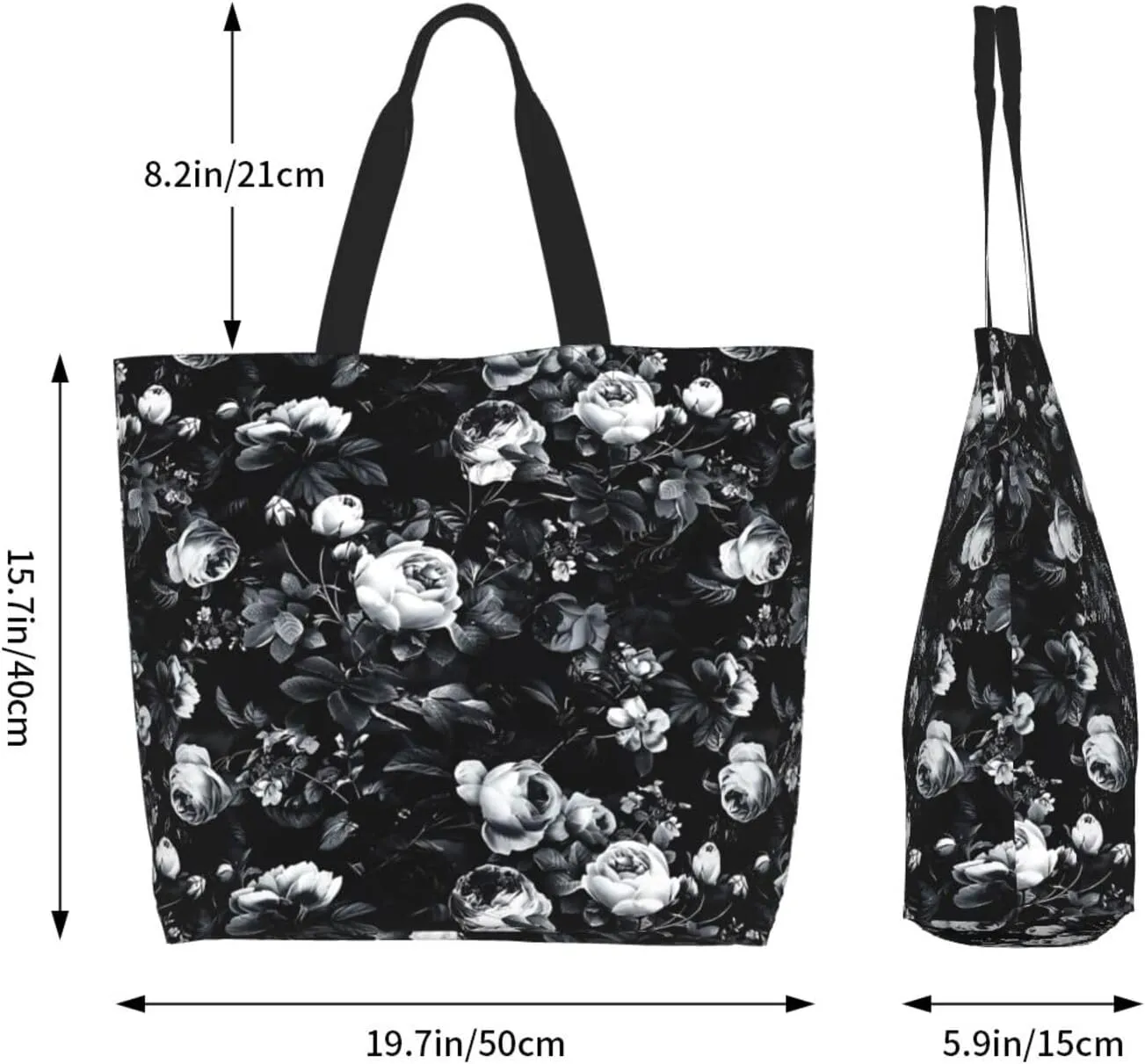 Navy Blue White Stripes horizontal Women's Tote Bag Large Capacity Single Shoulder Bags Handbag for Shopping Work
