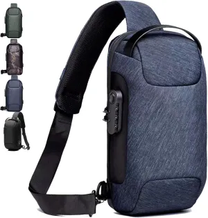 New Carbon Fiber Streamline Anti-Theft Sling Bag, Fashion Waterproof USB Charging Anti Theft Crossbody Bag Unisex