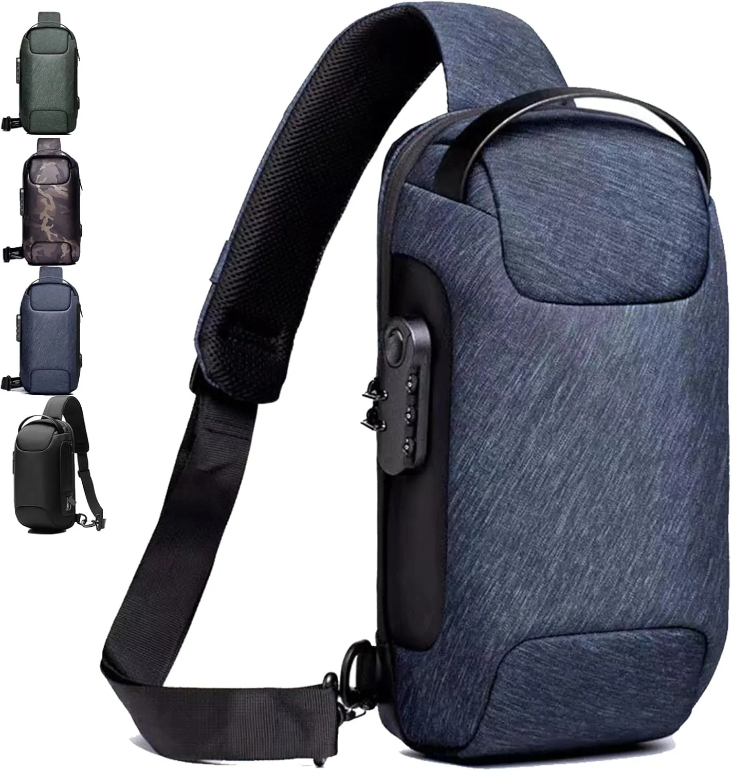 New Carbon Fiber Streamline Anti-Theft Sling Bag, Fashion Waterproof USB Charging Anti Theft Crossbody Bag Unisex