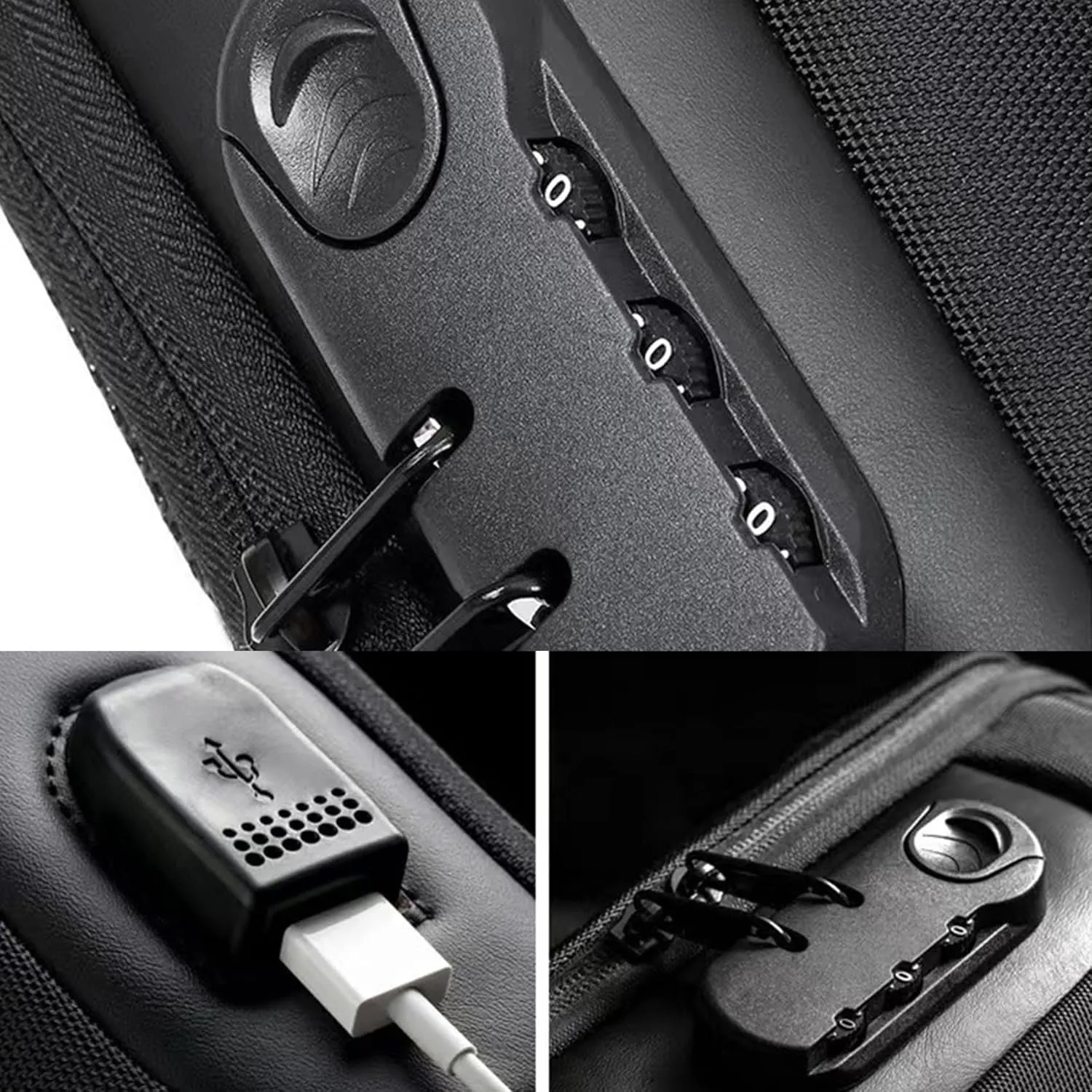 New Carbon Fiber Streamline Anti-Theft Sling Bag, Fashion Waterproof USB Charging Anti Theft Crossbody Bag Unisex