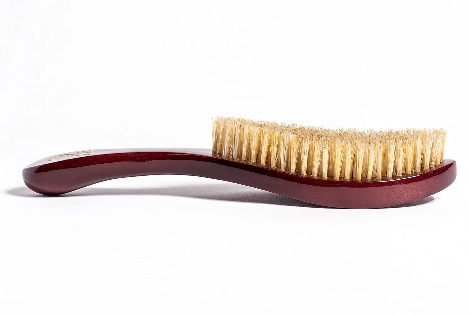 NEW CQP PREMIUM 360 Wave Brush - Royal Burgundy - MEDIUM SOFT - Extra Lux Boar Bristles, Wooden Body, Gold Engraved Logo, Piano Lacquer High Gloss Finish Hairbrush by Crown Quality Products