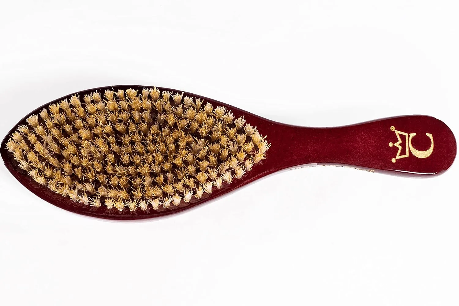 NEW CQP PREMIUM 360 Wave Brush - Royal Burgundy - MEDIUM SOFT - Extra Lux Boar Bristles, Wooden Body, Gold Engraved Logo, Piano Lacquer High Gloss Finish Hairbrush by Crown Quality Products