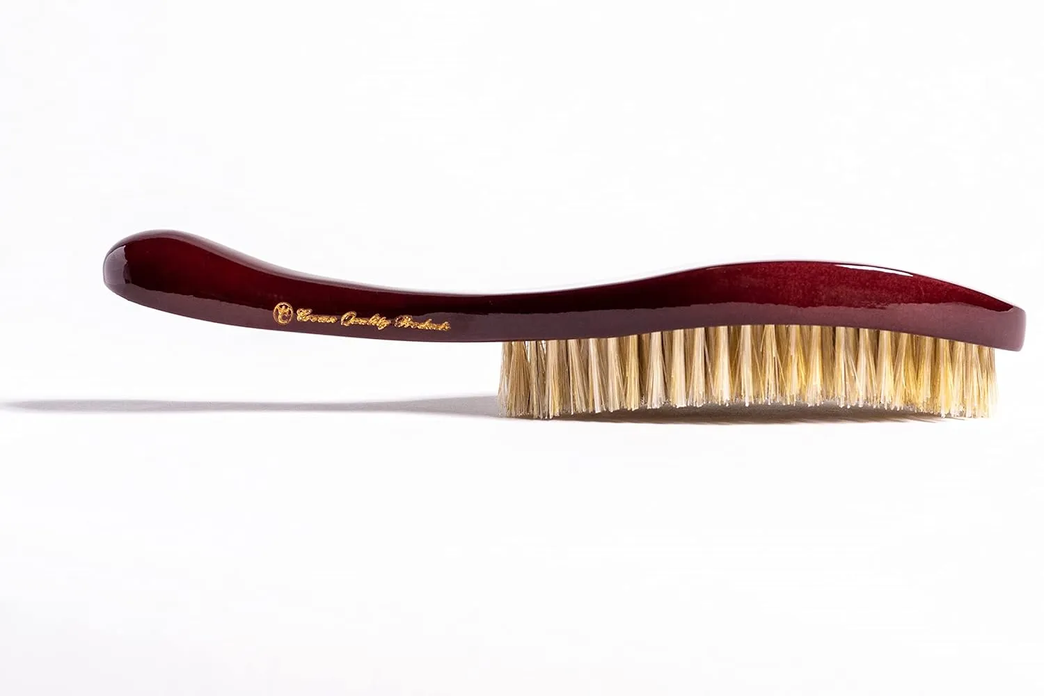 NEW CQP PREMIUM 360 Wave Brush - Royal Burgundy - MEDIUM SOFT - Extra Lux Boar Bristles, Wooden Body, Gold Engraved Logo, Piano Lacquer High Gloss Finish Hairbrush by Crown Quality Products