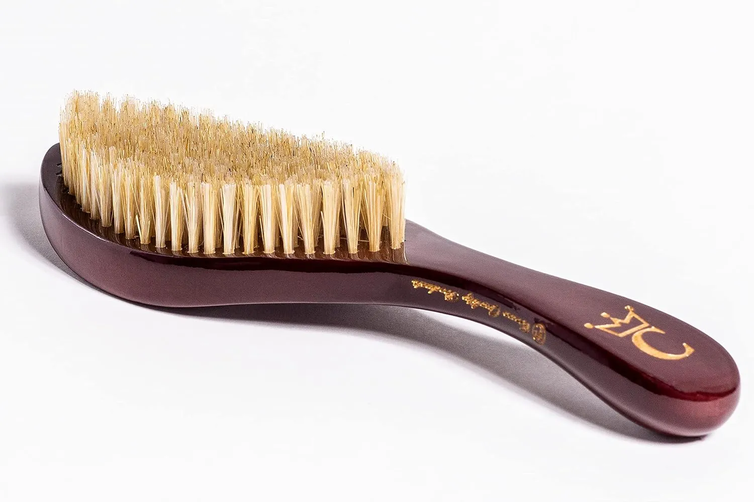 NEW CQP PREMIUM 360 Wave Brush - Royal Burgundy - MEDIUM SOFT - Extra Lux Boar Bristles, Wooden Body, Gold Engraved Logo, Piano Lacquer High Gloss Finish Hairbrush by Crown Quality Products