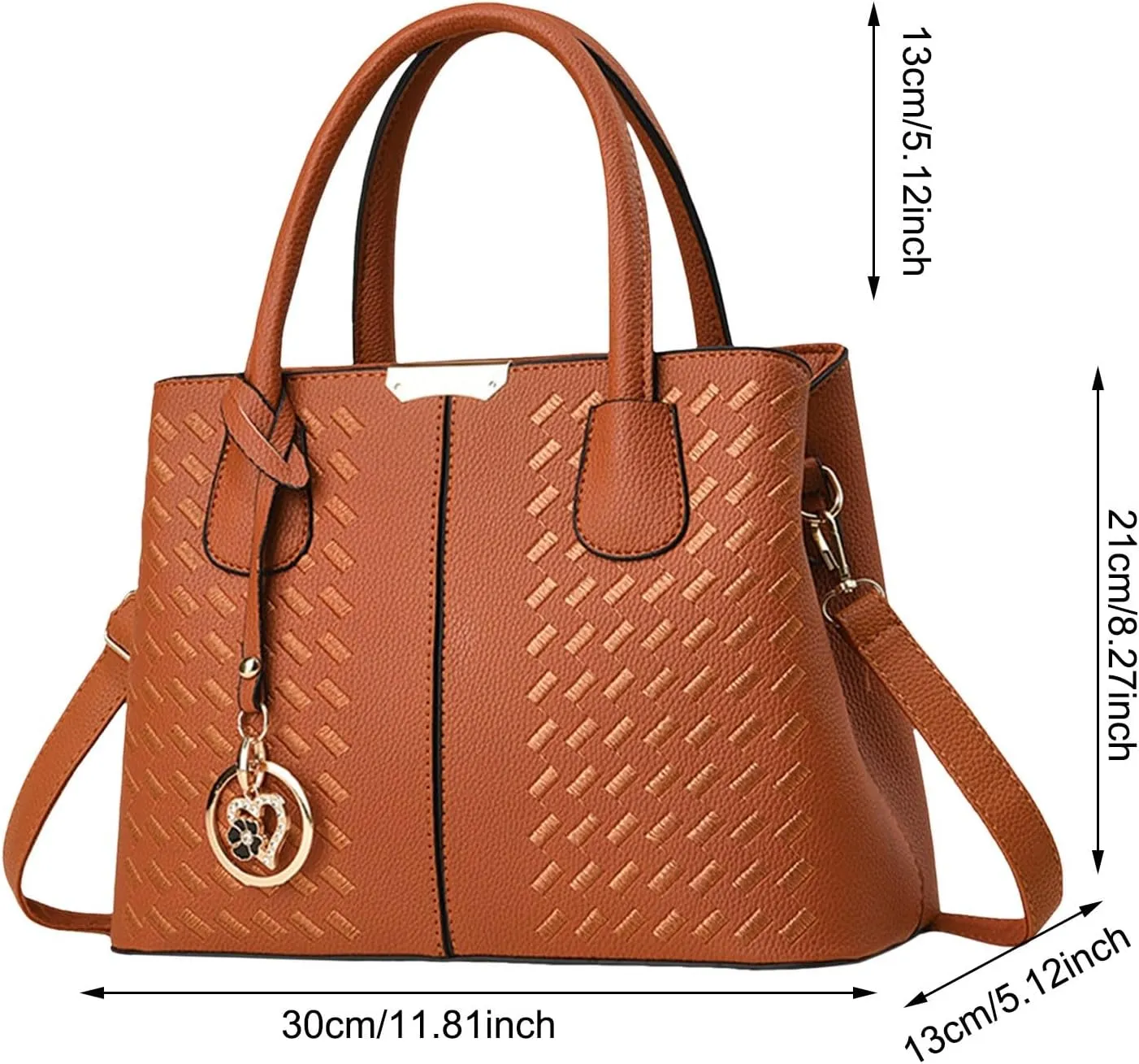 New Fashionable Casual Handbag Soft Leather Embroidery Bag Women Computer Bags for (Black, One Size)