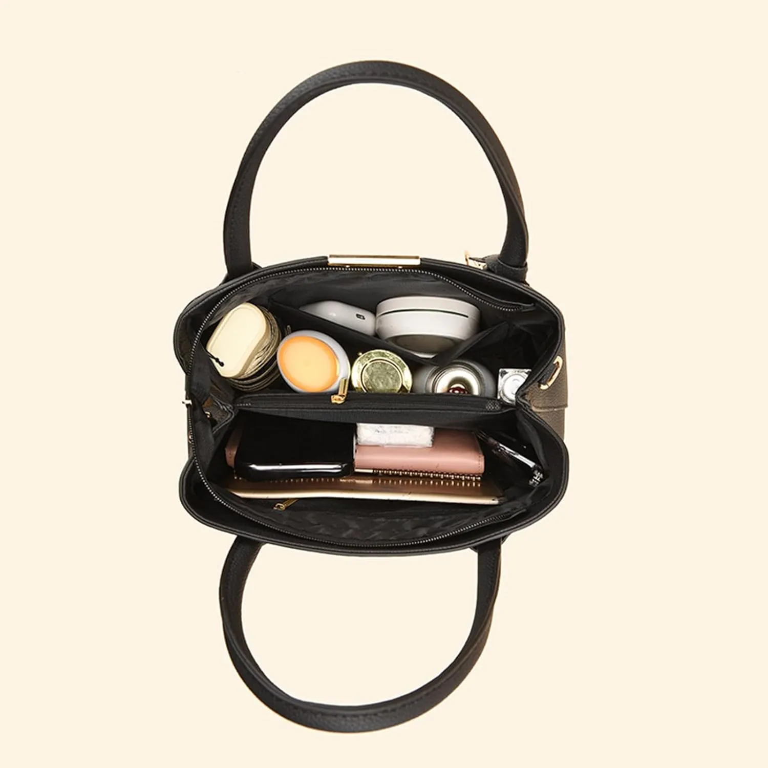 New Fashionable Casual Handbag Soft Leather Embroidery Bag Women Computer Bags for (Black, One Size)