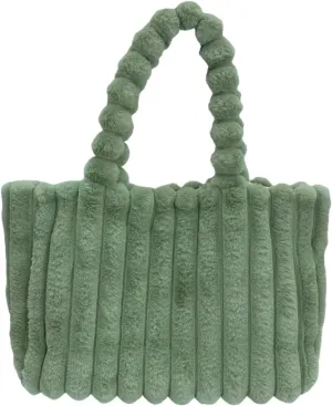 New Large Capacity Tote Bag High End Single Shoulder Furry Bag Shoulder Bags for Women (Green, One Size)