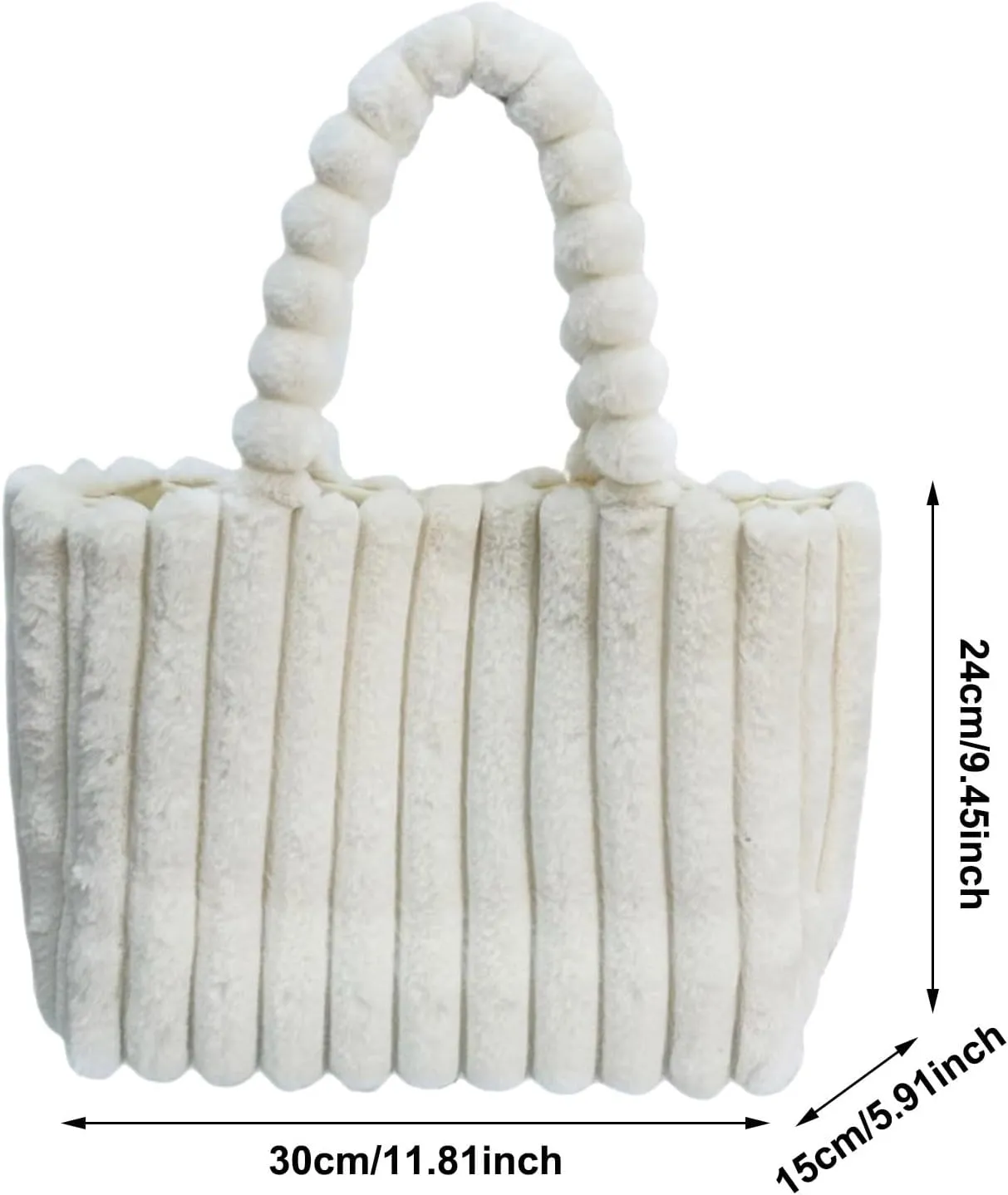 New Large Capacity Tote Bag High End Single Shoulder Furry Bag Shoulder Bags for Women (Green, One Size)
