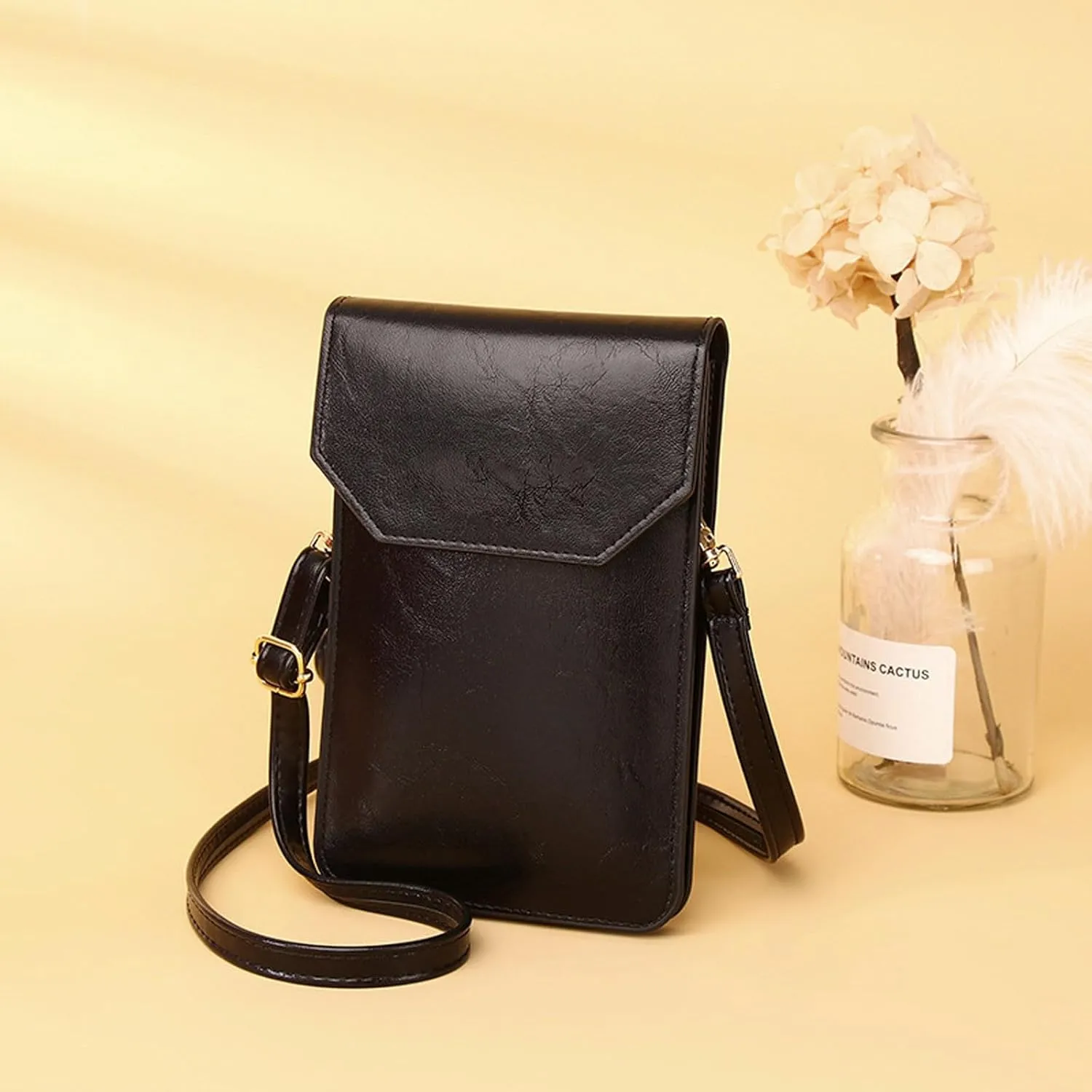 New Spring Women's Wallet One Shoulder Crossbody Bag Korean Functional Phone Bag One Shoulder Bag (Black, 11X2X17CM) women's crossbody handbags