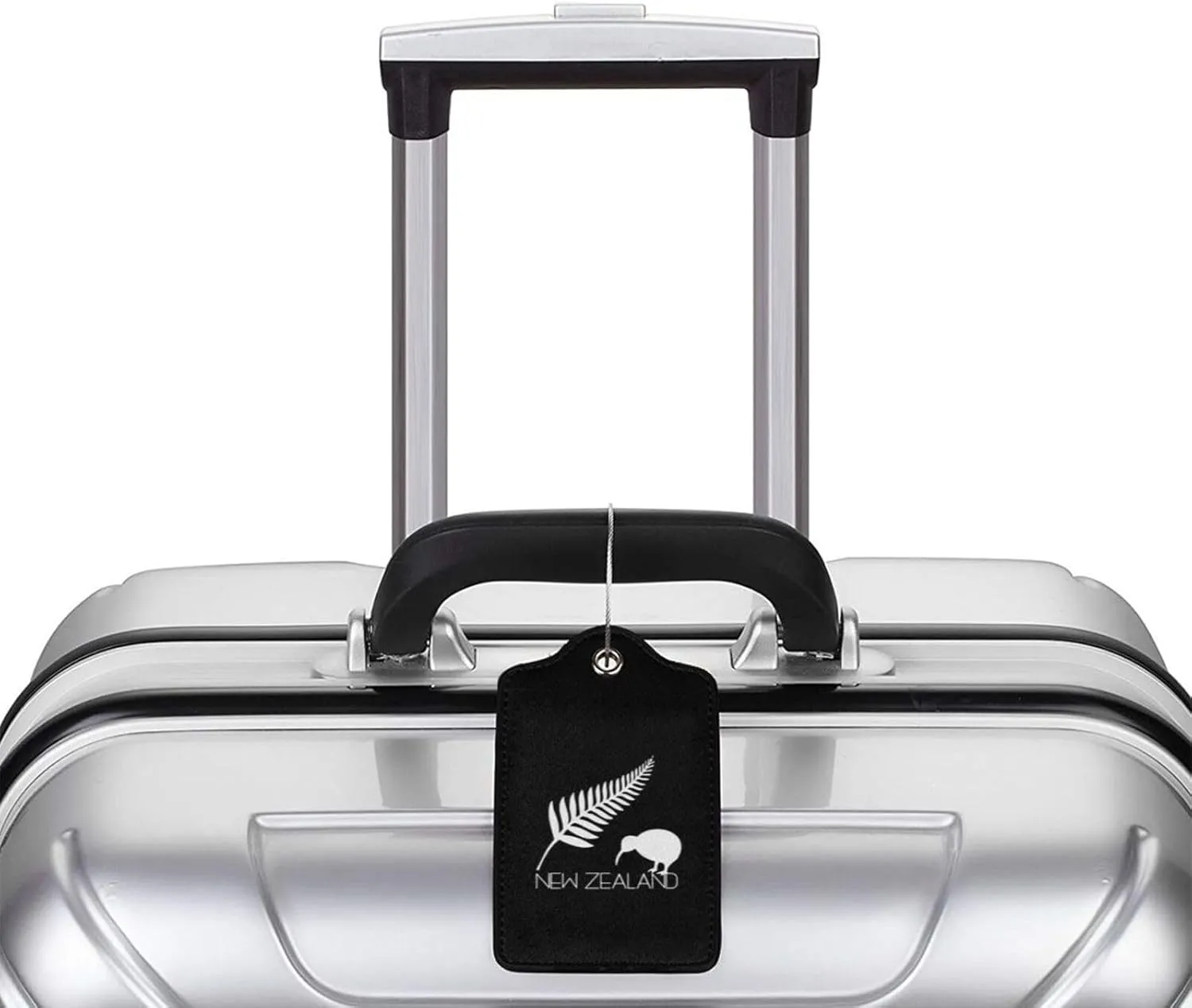 New Zealand Fern Leather Baggage Bag Luggage Tags with Stainless Steel Loop and Privacy Cover