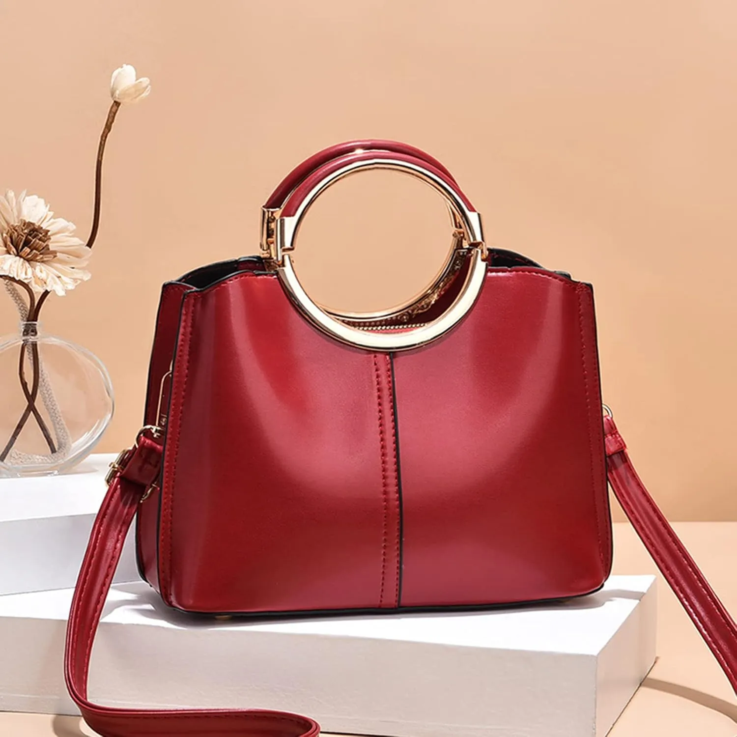 NICOLE & DORIS Womans Handbags Small Crossbody Bag Top-handle Bags PU Leather Shoulder Bag Bowler Bag Ladies Messenger Bags