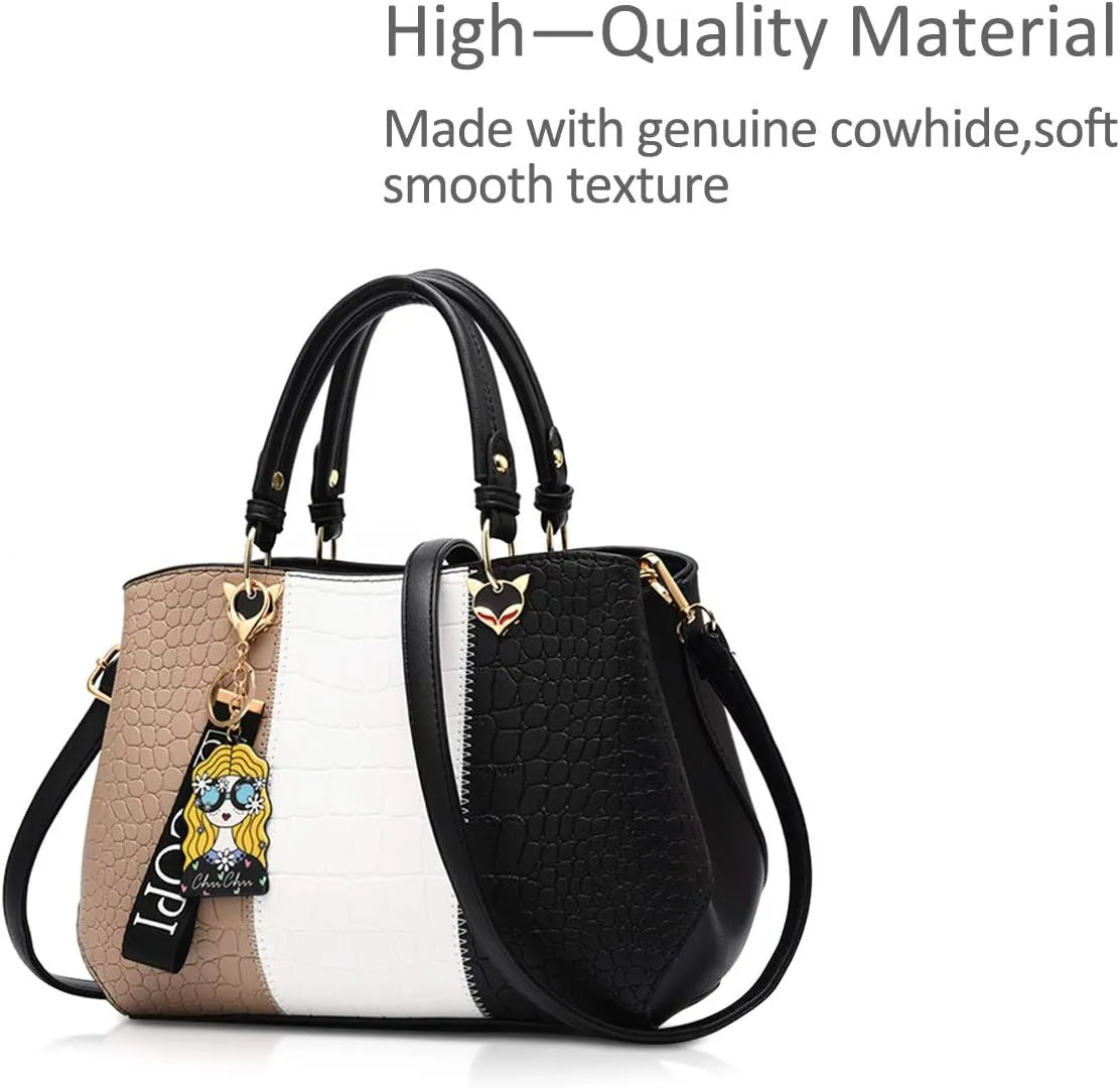 NICOLE & DORIS Women Handbag Fashion Ladies Handbags & Shoulder Bags Multicolor Top Handle Bag Crossbody Bag with Pompom