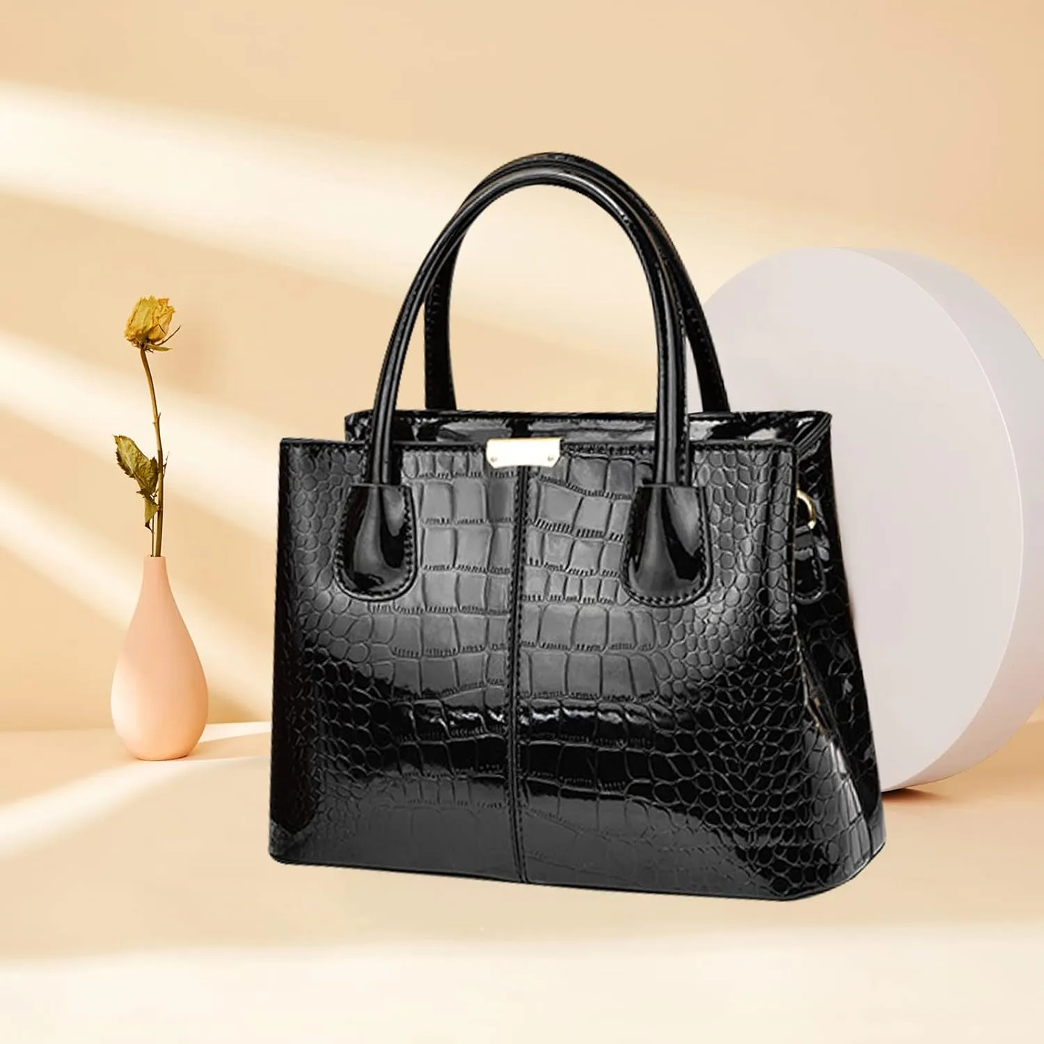 NICOLE & DORIS Women Handbag Patent Leather Top Handle Bags Shoulder Bag Elegant Tote Bag Ladies Hand Bag for Work