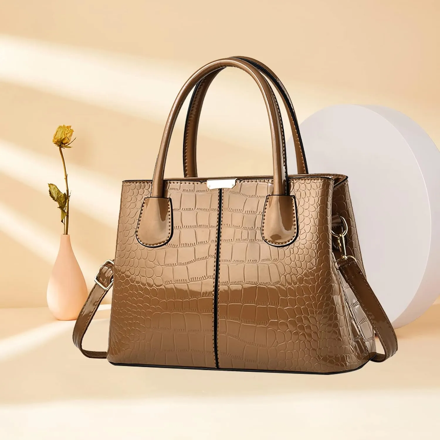 NICOLE & DORIS Women Handbag Patent Leather Top Handle Bags Shoulder Bag Elegant Tote Bag Ladies Hand Bag for Work