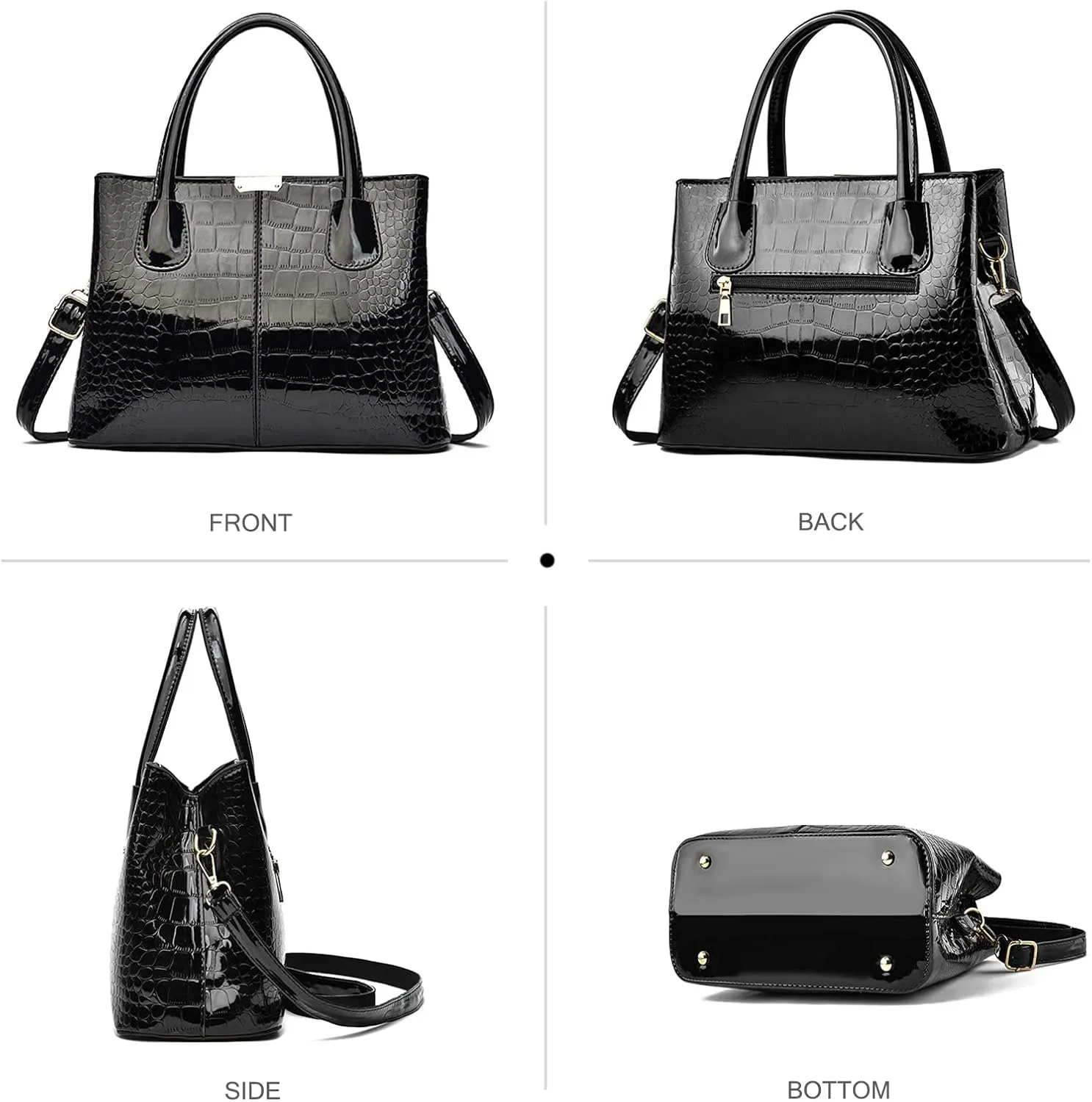 NICOLE & DORIS Women Handbag Patent Leather Top Handle Bags Shoulder Bag Elegant Tote Bag Ladies Hand Bag for Work