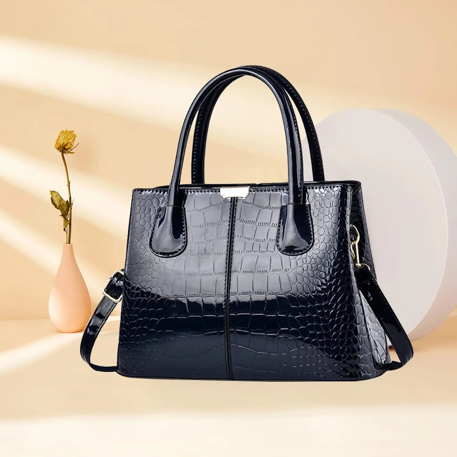 NICOLE & DORIS Women Handbag Patent Leather Top Handle Bags Shoulder Bag Elegant Tote Bag Ladies Hand Bag for Work