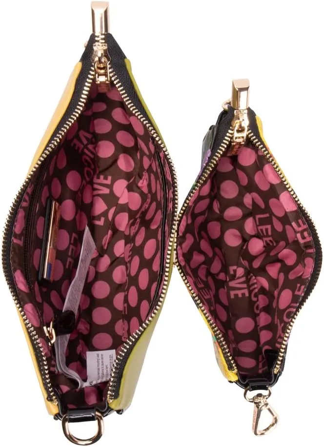 Nicole Lee Crossbody Women's Bag - Fashion Print Faux Leather 2 Piece Bag Shoulder Chain Strap Small Purse Set