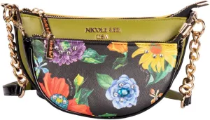 Nicole Lee Crossbody Women's Bag - Fashion Print Faux Leather 2 Piece Bag Shoulder Chain Strap Small Purse Set