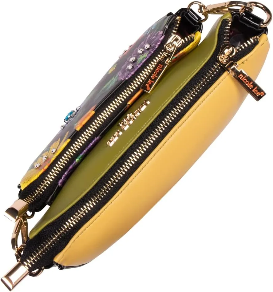 Nicole Lee Crossbody Women's Bag - Fashion Print Faux Leather 2 Piece Bag Shoulder Chain Strap Small Purse Set