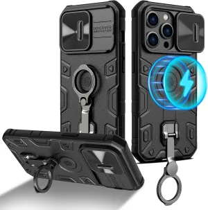 Nillkin Case for iPhone 14 Pro Case with Stand, Slide Camera Cover, Military Grade Shockproof Portective Case Compatible with MagSafe Wireless Charger&Magnetic Car Mount Holder,Black
