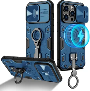 Nillkin Case for iPhone 14 Pro Case with Stand, Slide Camera Cover, Military Grade Shockproof Portective Case Compatible with MagSafe Wireless Charger&Magnetic Car Mount Holder,Blue