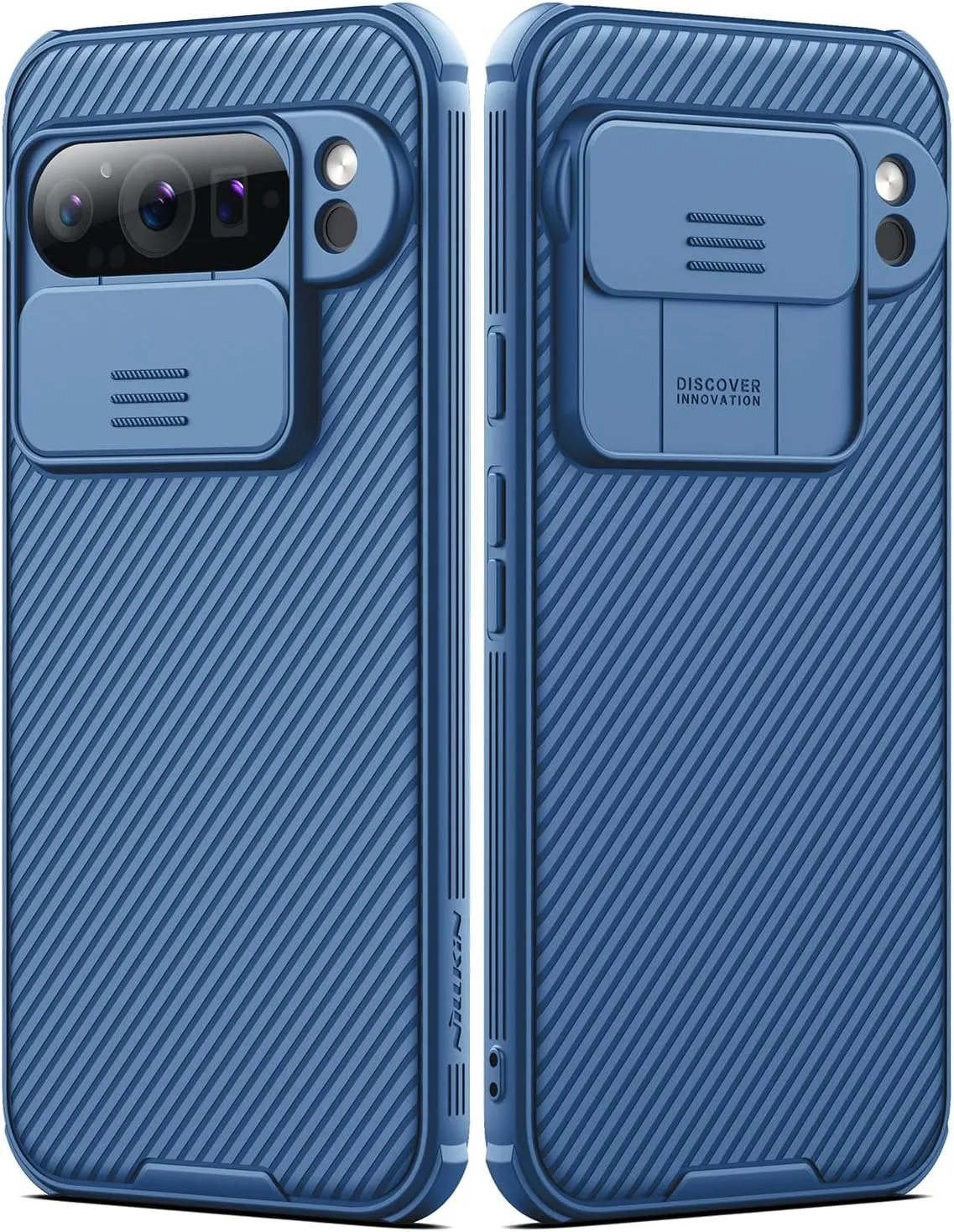 Nillkin for Google Pixel 9 Pro Case with Slide Camera Cover, Camera Lens Protector Privacy, Thin Slim Fit, Shockproof Protective, 0.9mm Raised Lens Bezel, TPU PC Dual Protection - Blue