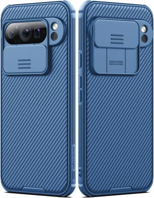 Nillkin for Google Pixel 9 Pro Case with Slide Camera Cover, Camera Lens Protector Privacy, Thin Slim Fit, Shockproof Protective, 0.9mm Raised Lens Bezel, TPU PC Dual Protection - Blue