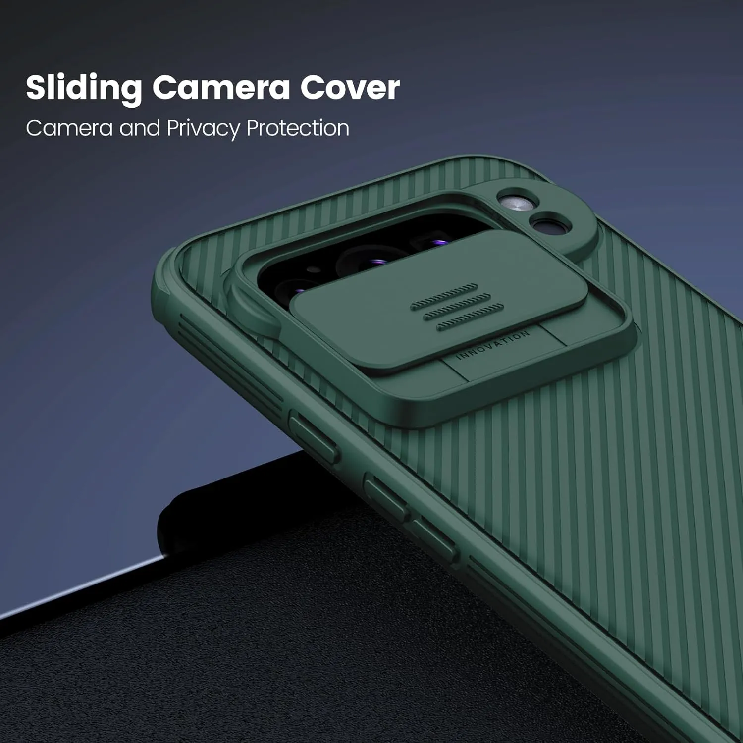 Nillkin for Google Pixel 9 Pro XL Case with Slide Camera Cover, Camera Lens Protector Privacy, Thin Slim Fit, Shockproof Protective, 0.9mm Raised Lens Bezel, TPU PC Dual Protection - Green