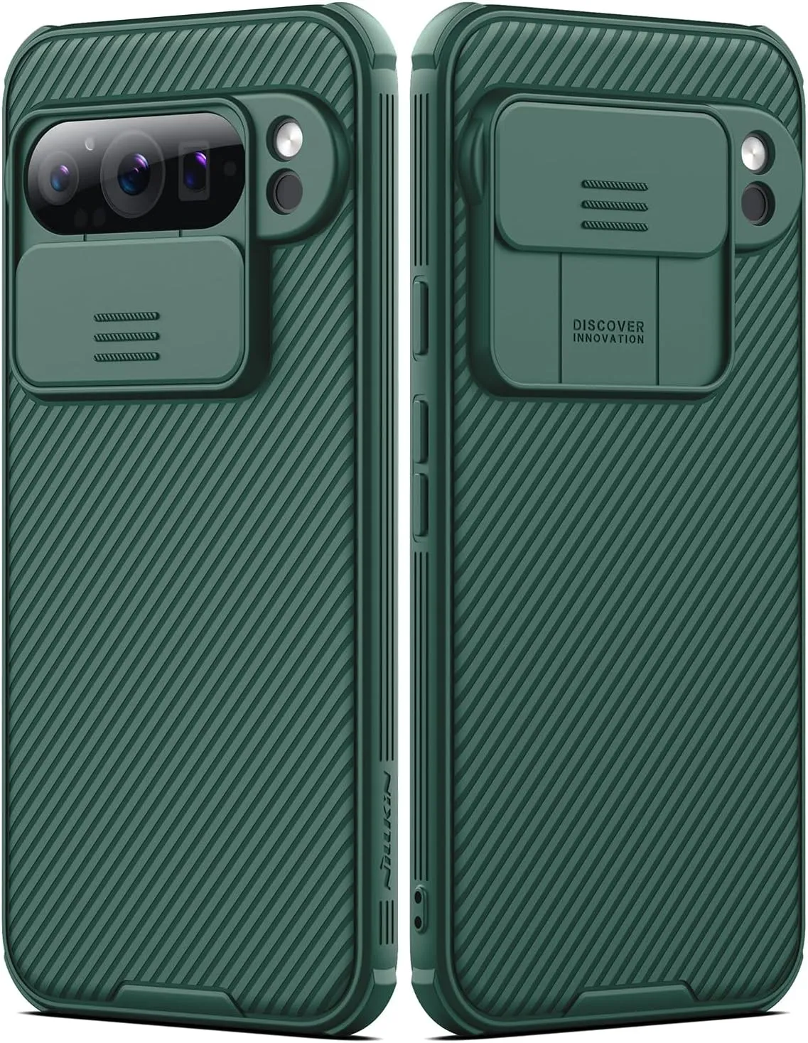 Nillkin for Google Pixel 9 Pro XL Case with Slide Camera Cover, Camera Lens Protector Privacy, Thin Slim Fit, Shockproof Protective, 0.9mm Raised Lens Bezel, TPU PC Dual Protection - Green