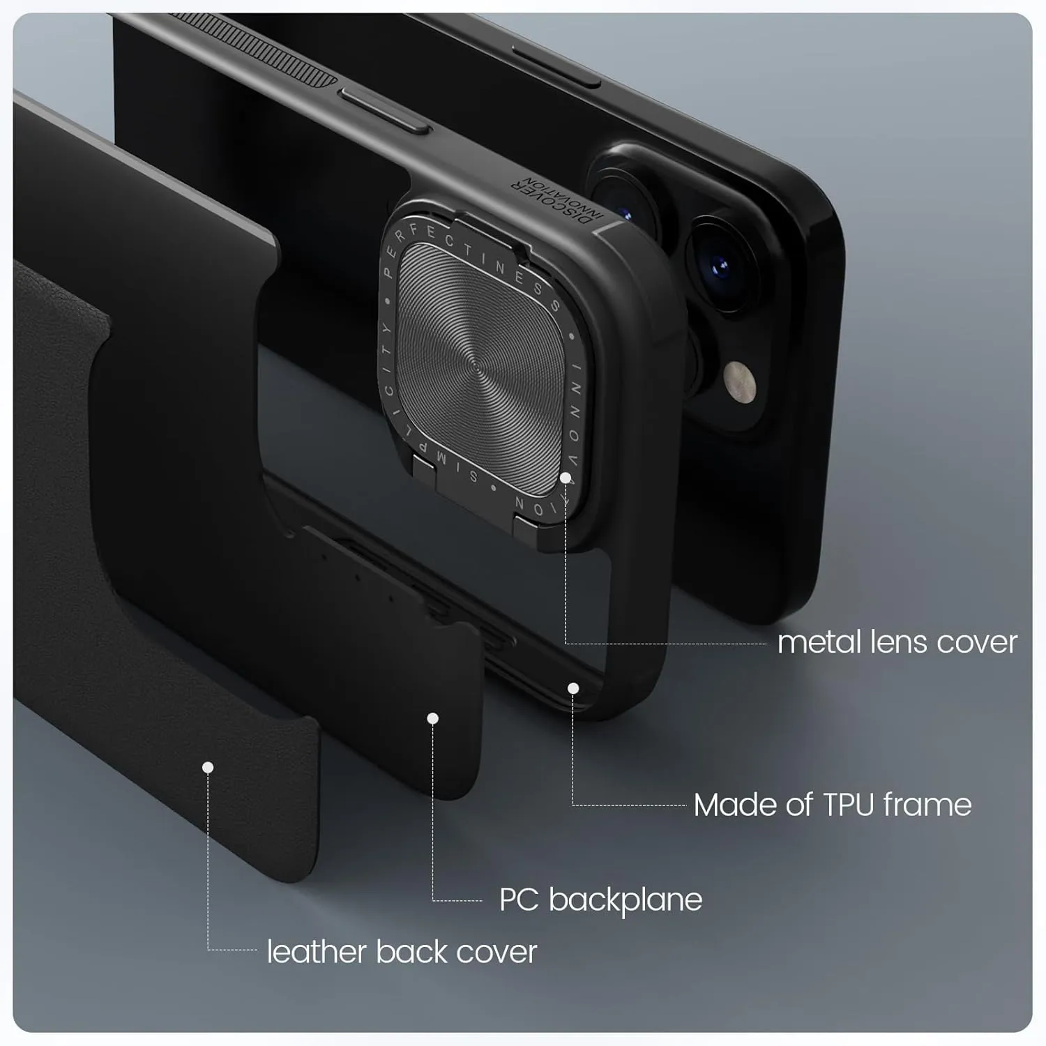 Nillkin for iPhone 15 Pro Max Case, Vegan Leather Case Compatible with MagSafe, Built-in Kickstand, Upgraded Camera Protection, Shockproof Protective Phone Case for iPhone 15 Pro Max, Black