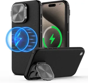 Nillkin for iPhone 15 Pro Max Case, Vegan Leather Case Compatible with MagSafe, Built-in Kickstand, Upgraded Camera Protection, Shockproof Protective Phone Case for iPhone 15 Pro Max, Black