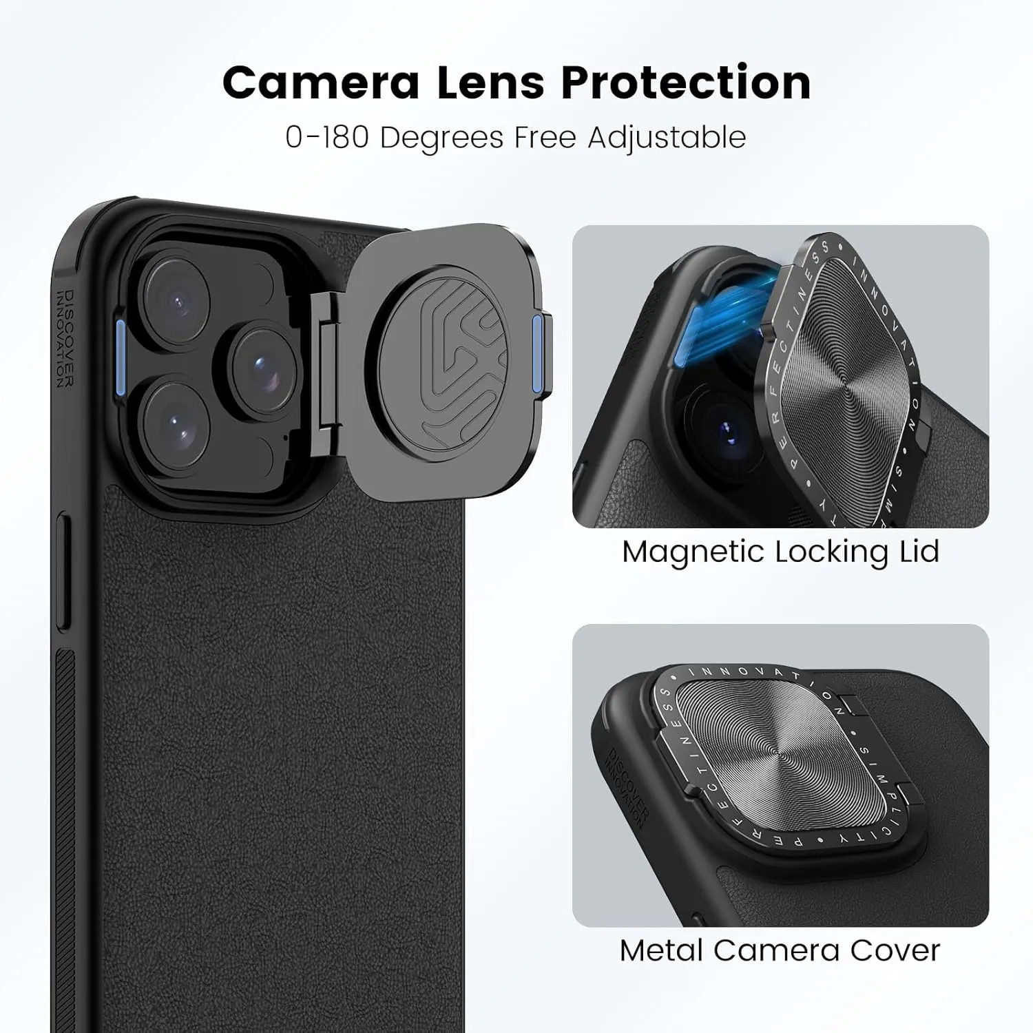 Nillkin for iPhone 15 Pro Max Case, Vegan Leather Case Compatible with MagSafe, Built-in Kickstand, Upgraded Camera Protection, Shockproof Protective Phone Case for iPhone 15 Pro Max, Black