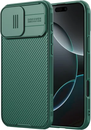 Nillkin for iPhone 16 Pro Case with Slide Camera Cover, [Upgraded Camera Lens Protection] Slim Shockproof Protective Phone Case for iPhone 16 Pro 6.3 inch, Green